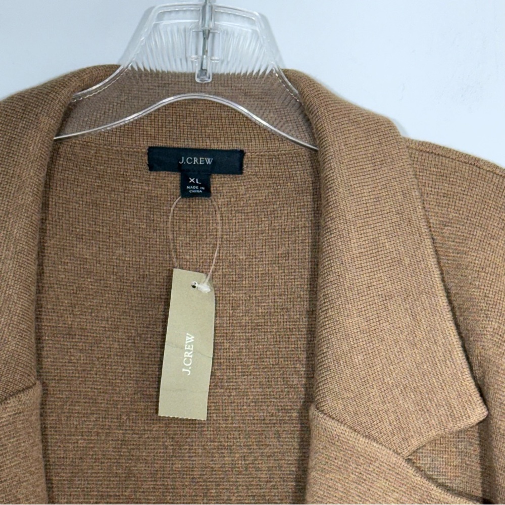 NWT J Crew Ella Open Front Long Sweater Blazer Coat XL in Dark Camel Tan AD753 - Picture 9 of 15